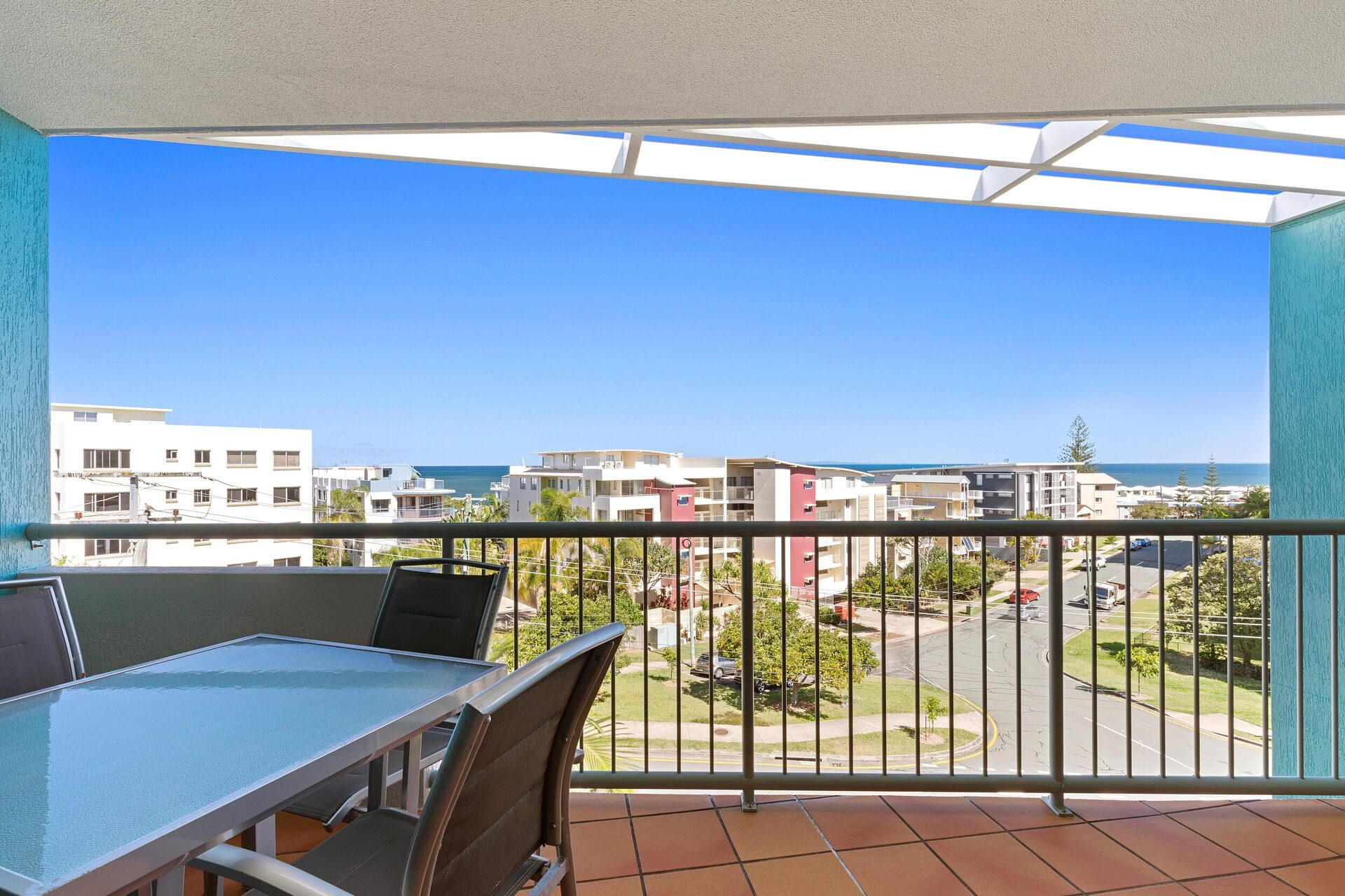 Front balcony with ocean views at Kings Bay Apartments
